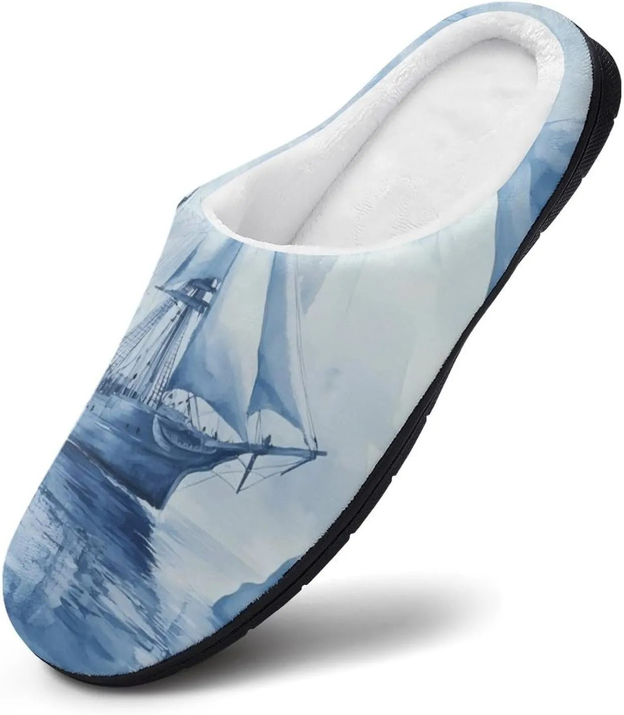 Ships in The Glacier Comfort Womens Cotton Slippers Winter Warm Slip-on House Shoes For Home Office Hotel