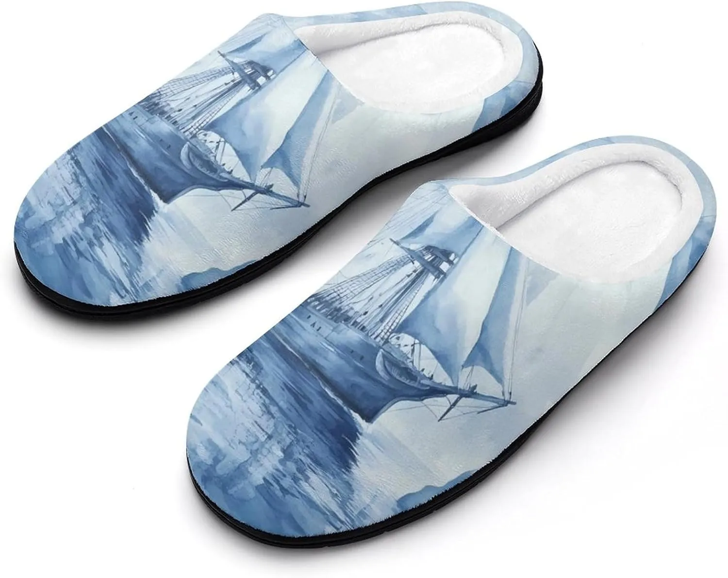 Ships in The Glacier Comfort Womens Cotton Slippers Winter Warm Slip-on House Shoes For Home Office Hotel