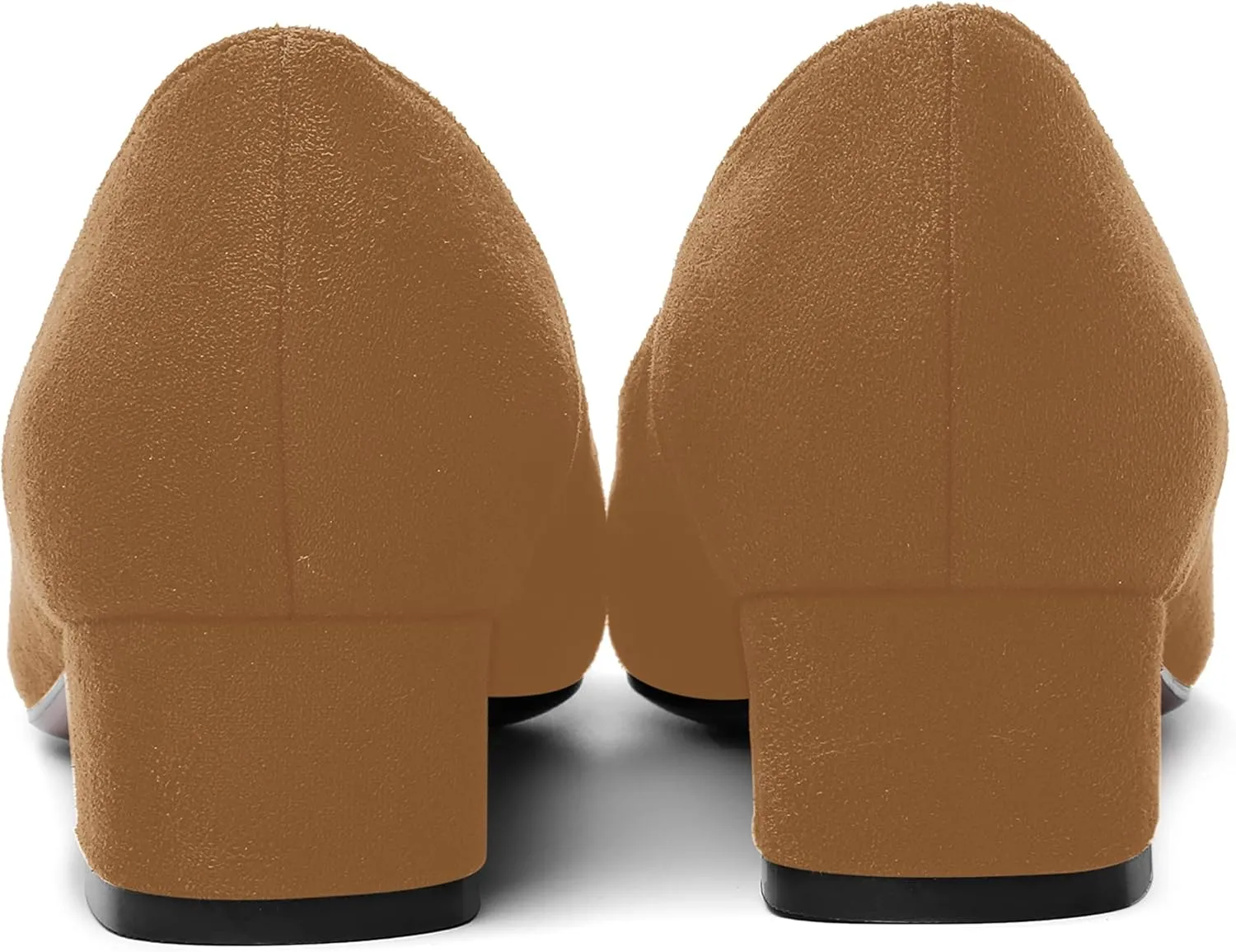 SHOWFOREST Womens Business Slip On Formal Suede Pointed Toe Solid Thick Chunky Low Heel Pumps Shoes 1.5 Inch