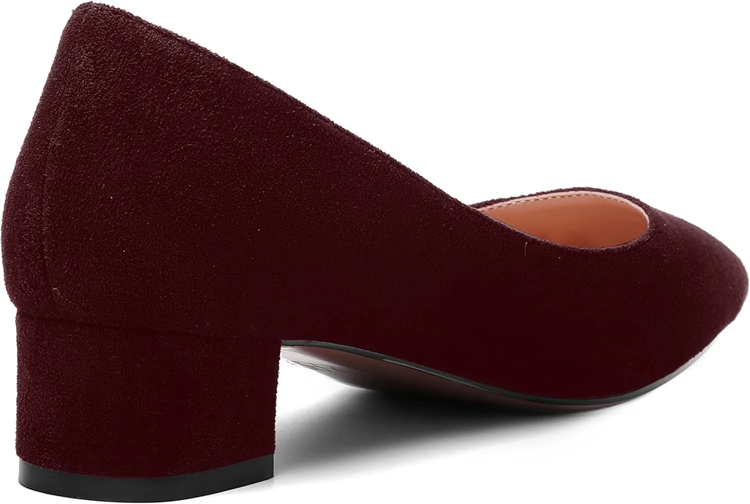 SHOWFOREST Womens Business Slip On Formal Suede Pointed Toe Solid Thick Chunky Low Heel Pumps Shoes 1.5 Inch