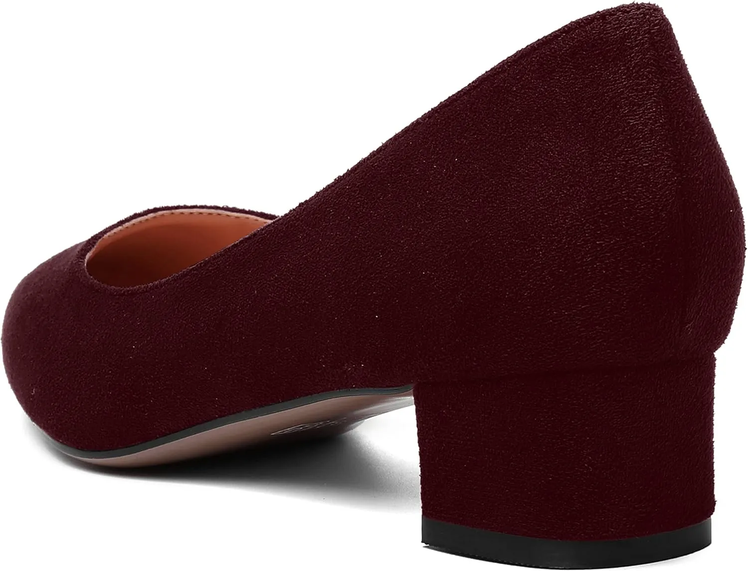 SHOWFOREST Womens Business Slip On Formal Suede Pointed Toe Solid Thick Chunky Low Heel Pumps Shoes 1.5 Inch