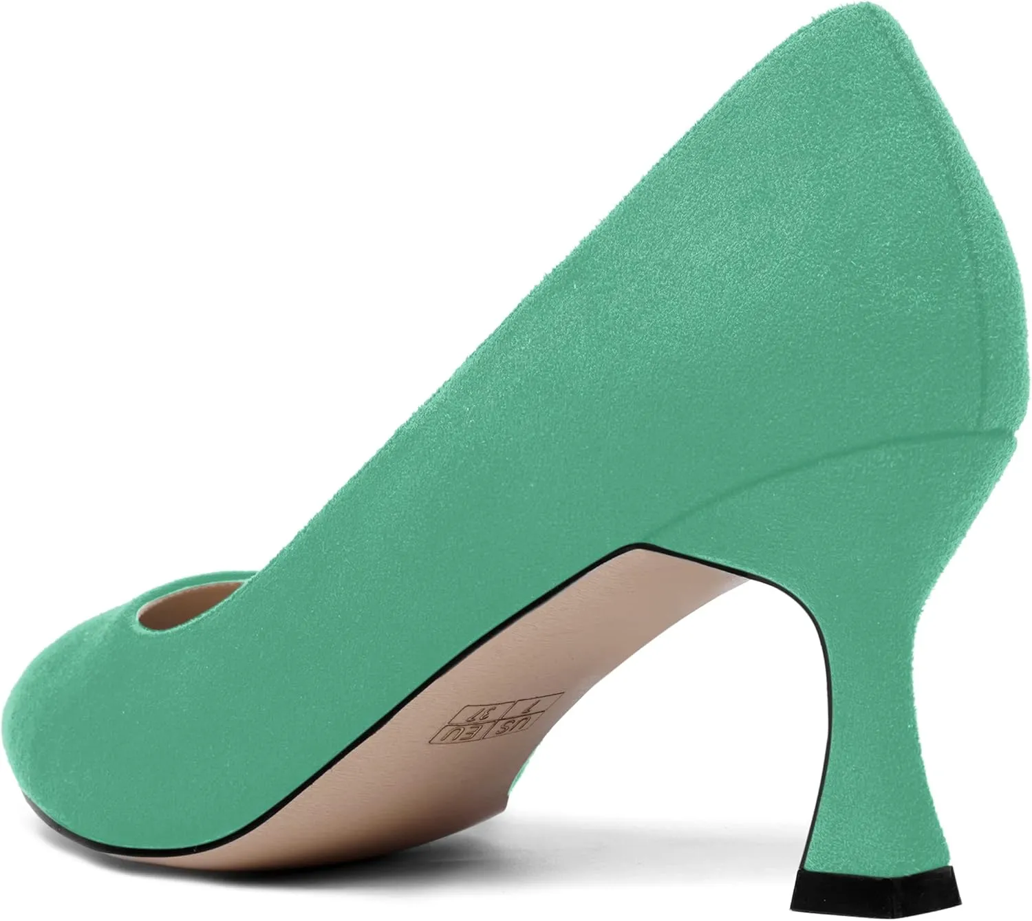 SHOWFOREST Womens Dress Pointed Toe Slip On Suede Wedding Stiletto Mid Heel Pumps Shoes 2.5 Inch
