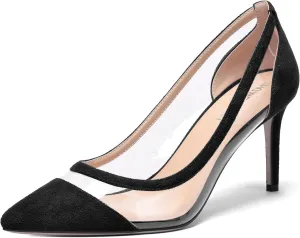 SHOWFOREST Womens Slip On Suede Pointed Toe Dress Wedding Stiletto High Heel Pumps Shoes 3.3 Inch