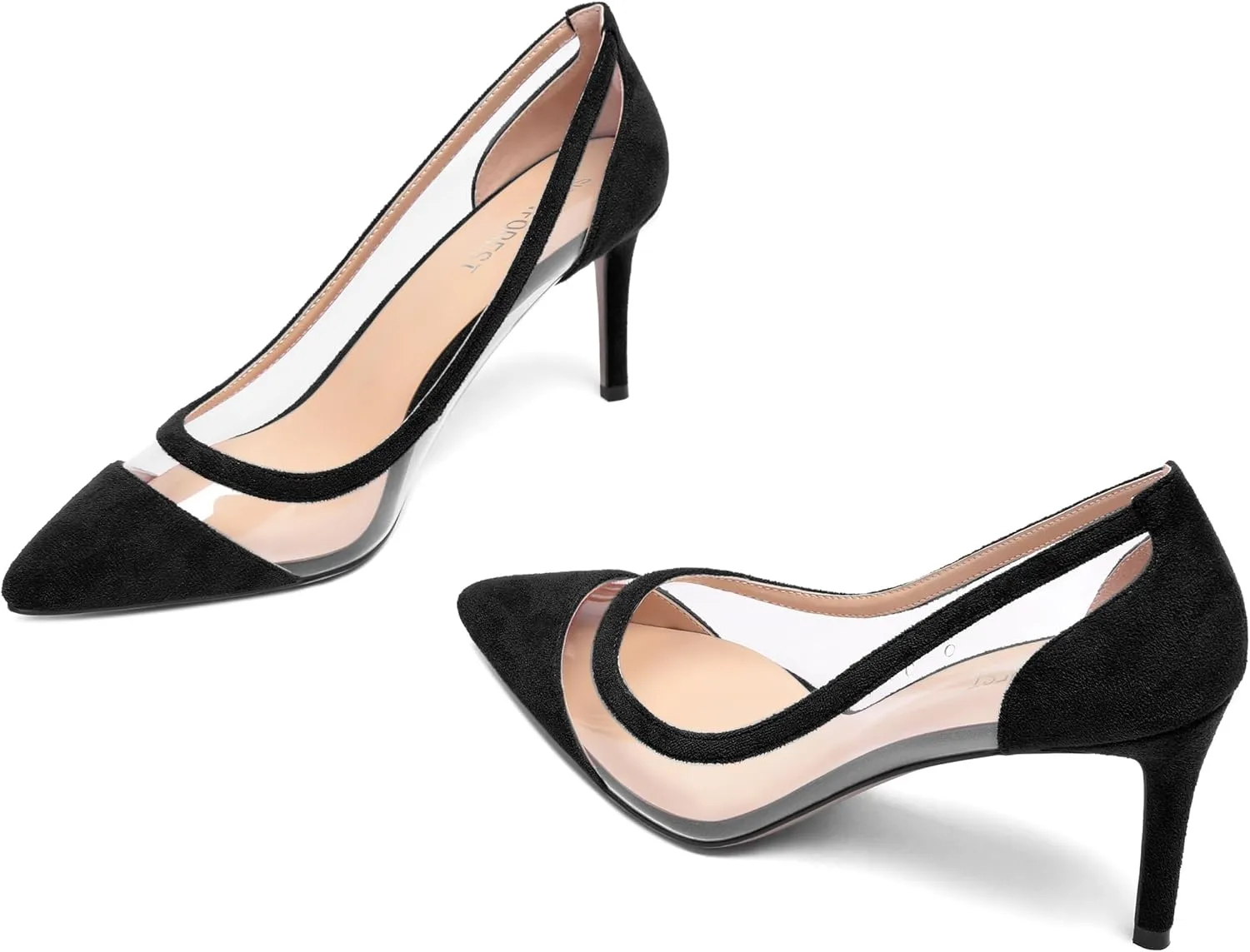 SHOWFOREST Womens Slip On Suede Pointed Toe Dress Wedding Stiletto High Heel Pumps Shoes 3.3 Inch