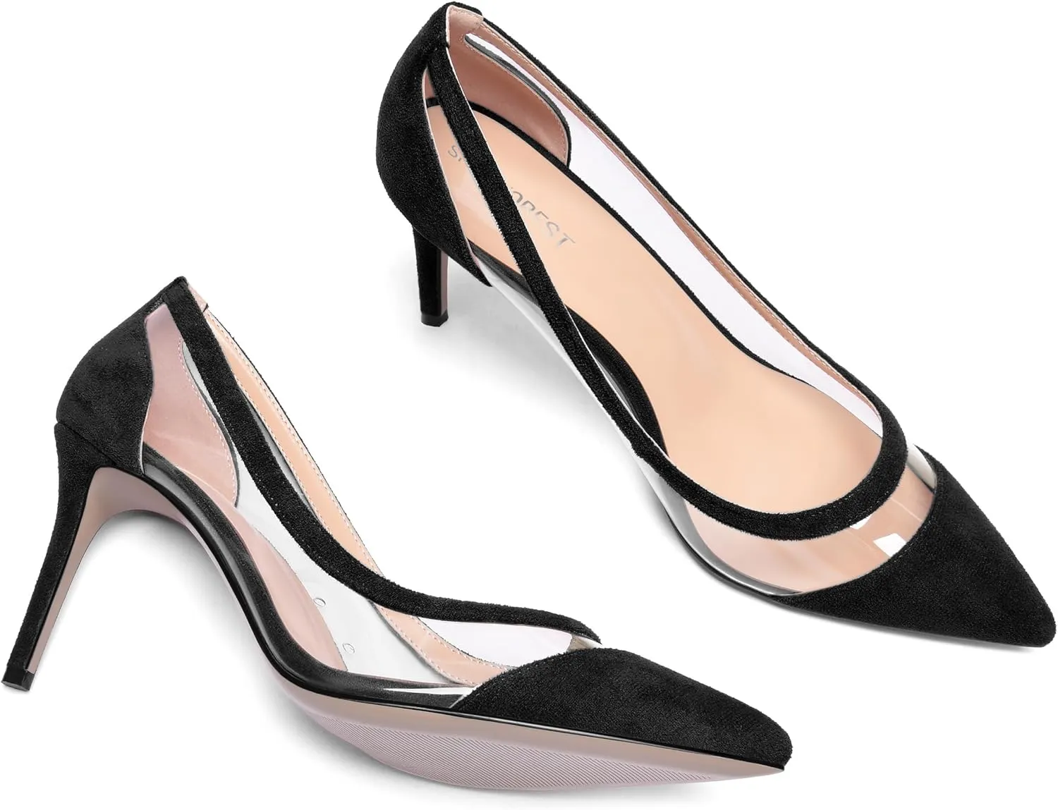 SHOWFOREST Womens Slip On Suede Pointed Toe Dress Wedding Stiletto High Heel Pumps Shoes 3.3 Inch