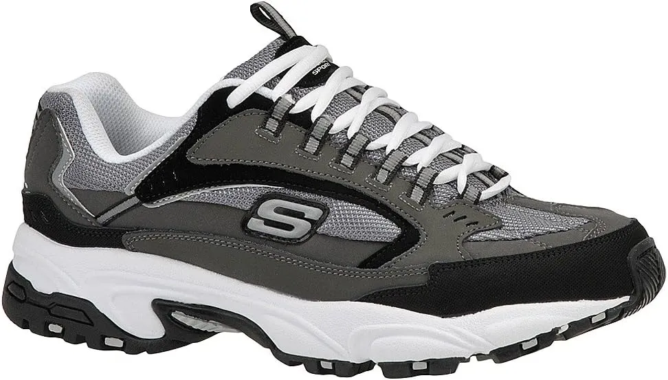 Skechers Sport Men's Stamina Nuovo Cutback Lace-Up Sneaker,Charcoal/Black,9 M US