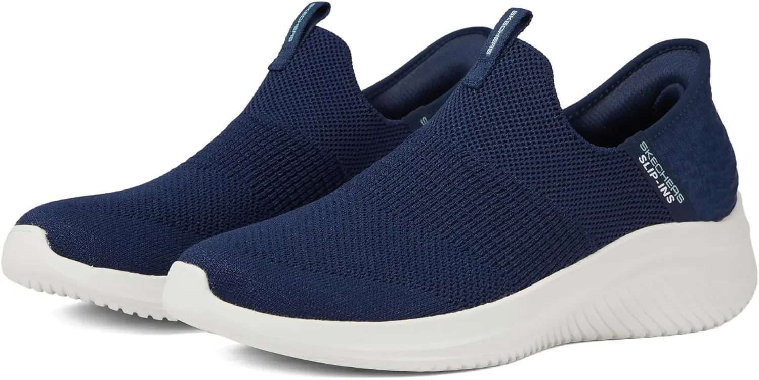 Skechers Sport Women's Women's Hands Free Slip Ins Ultra Flex 3.0 Smooth Step Sneaker, Navy, 9.5 Wide