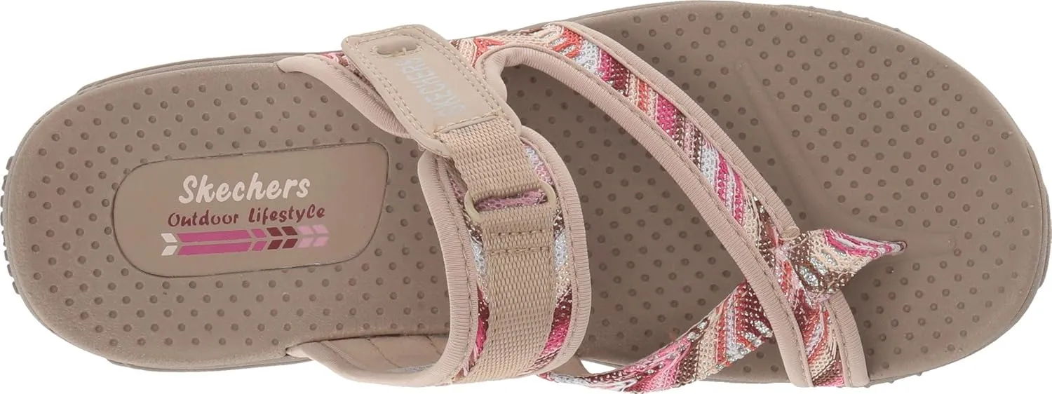 Skechers Women's Reggae Sparkle Swag Toe Thong Sandal with Webbing