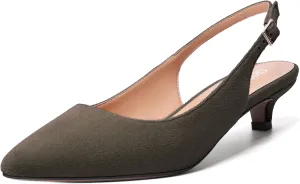 SKYSTERRY Womens Casual Pointed Toe Suede Slip On Wedding Slingback Kitten Low Heel Pumps Shoes 1.5 Inch