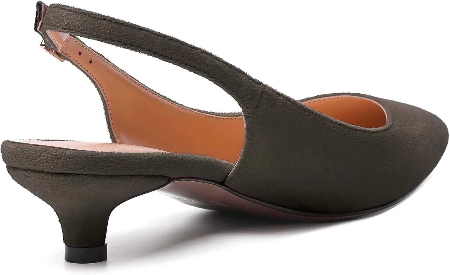 SKYSTERRY Womens Casual Pointed Toe Suede Slip On Wedding Slingback Kitten Low Heel Pumps Shoes 1.5 Inch