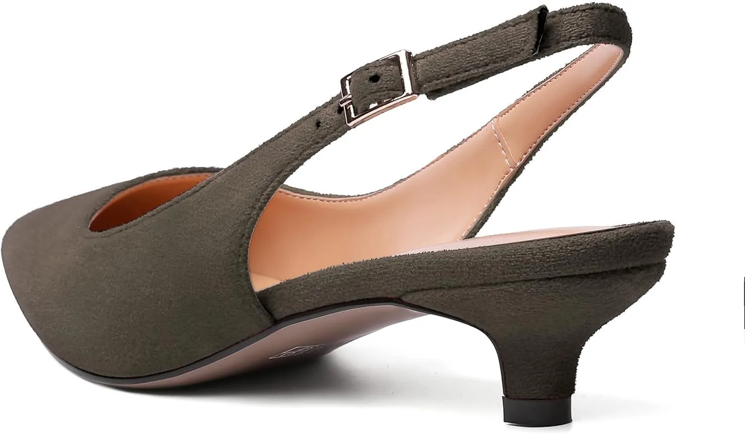 SKYSTERRY Womens Casual Pointed Toe Suede Slip On Wedding Slingback Kitten Low Heel Pumps Shoes 1.5 Inch
