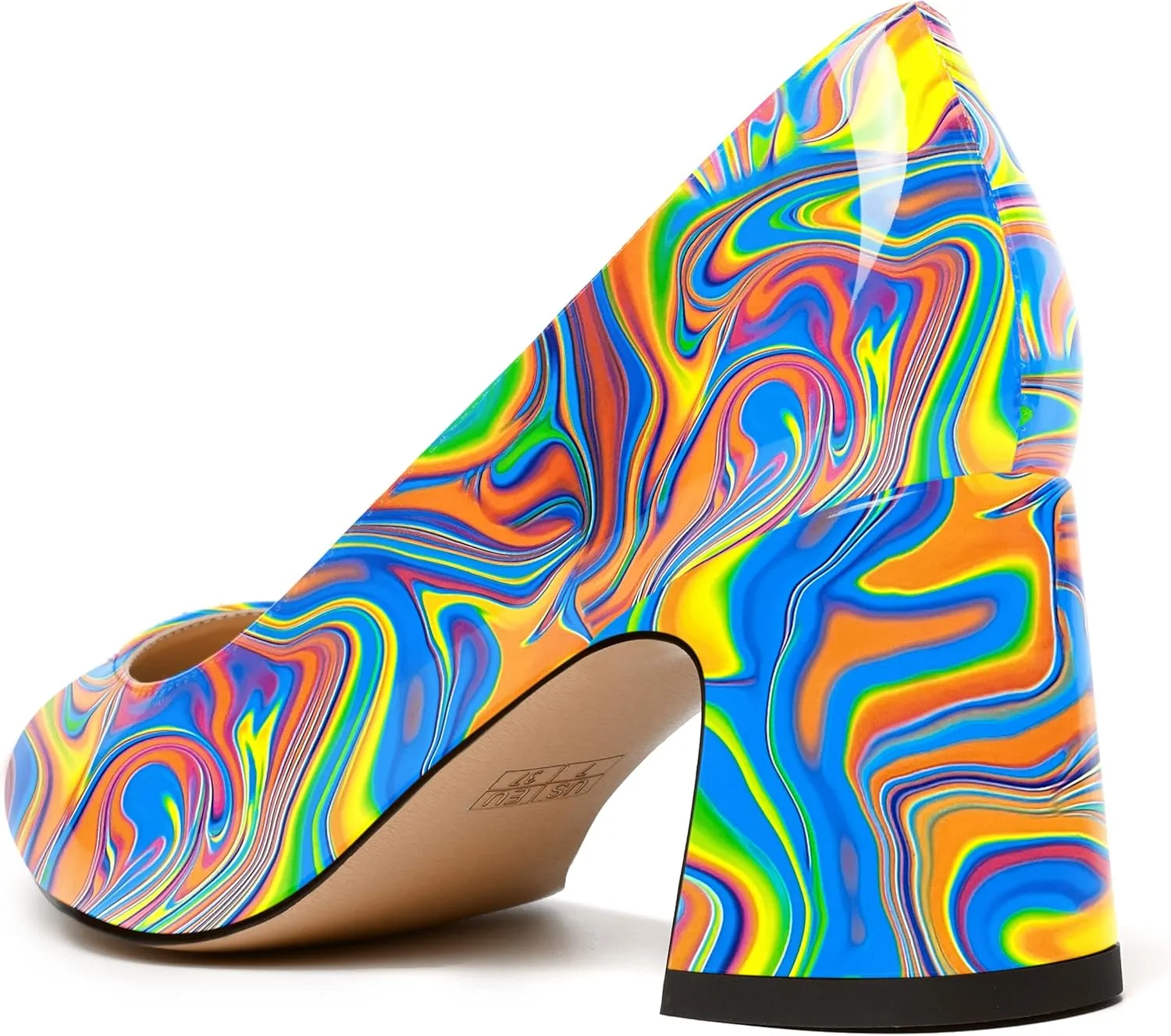 SKYSTERRY Womens Slip On Evening Cute Pointed Toe Patent Block Mid Heel Pumps Shoes 2.5 Inch