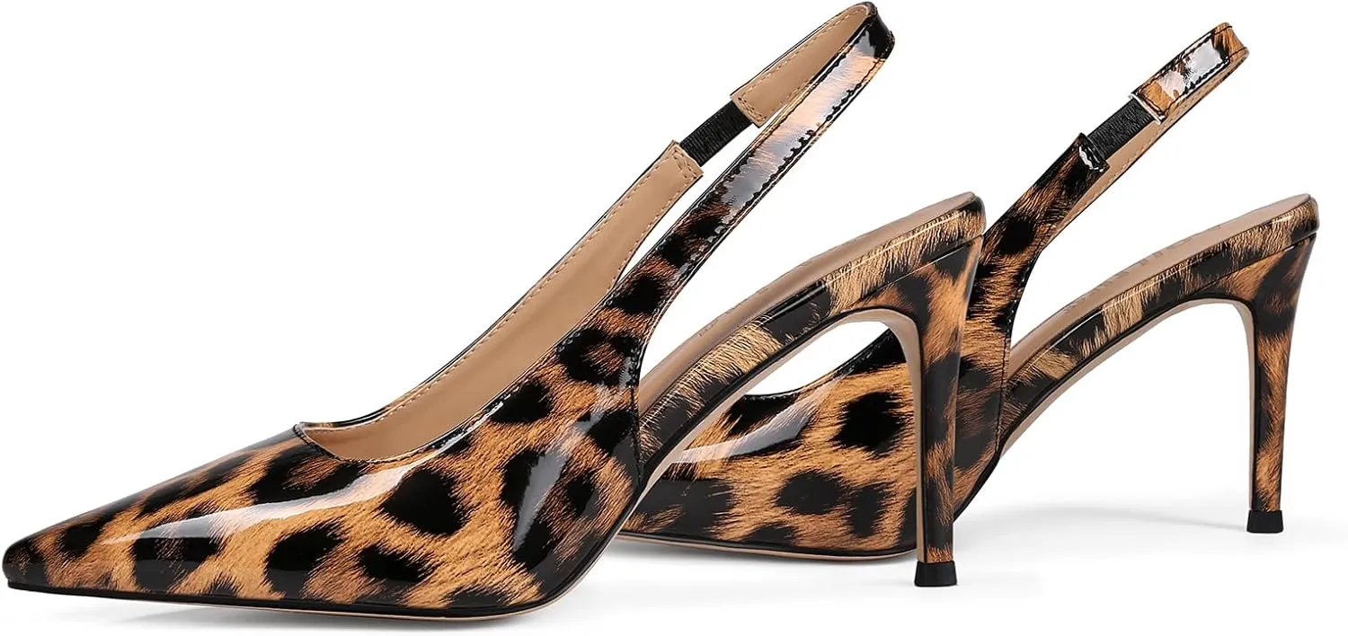 Slingback Heels for Women Pointed Closed Toe Stiletto Pumps Slip-On Dress Shoes Elegant Comfortable Women's Heels for Party Wedding