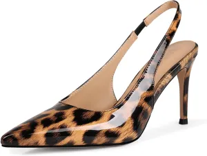 Slingback Heels for Women Pointed Closed Toe Stiletto Pumps Slip-On Dress Shoes Elegant Comfortable Women's Heels for Party Wedding