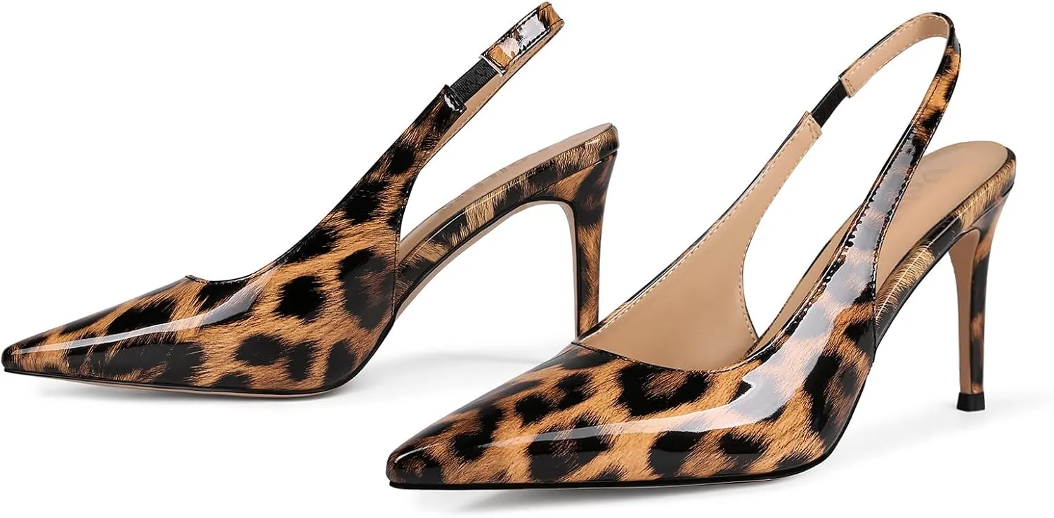 Slingback Heels for Women Pointed Closed Toe Stiletto Pumps Slip-On Dress Shoes Elegant Comfortable Women's Heels for Party Wedding