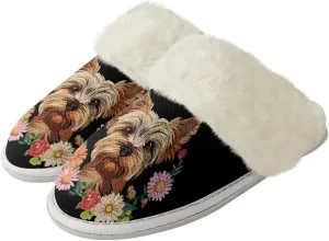 Slippers For Women Indoor And Outdoor, Anti-Slip Sole Fluffy Slippers Flannel Lined Slippers with Fur Edges