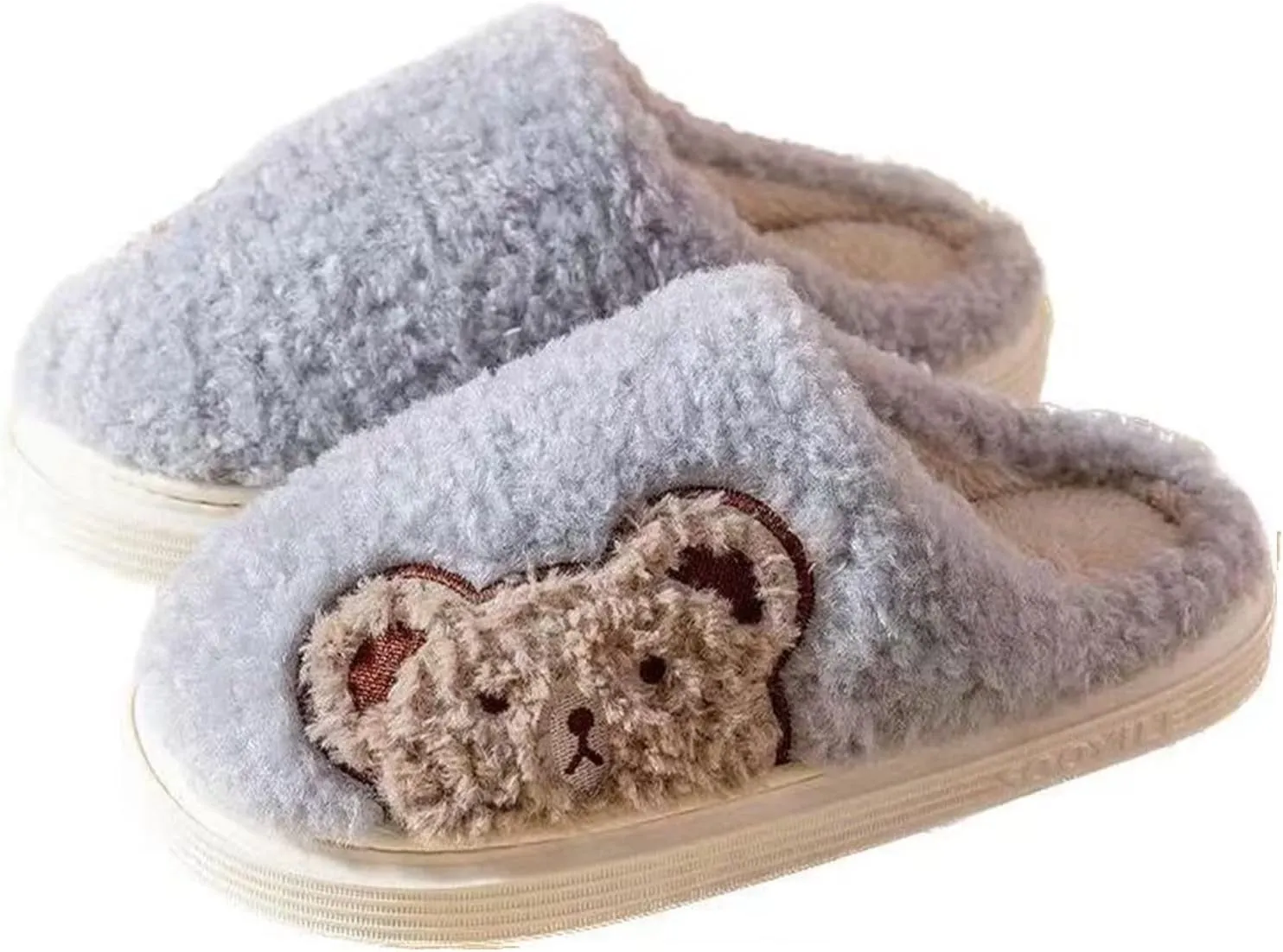 Slippers for Women Indoor Fluffy Cute Bunny Bears Faux Fur Lined Slide Shoes Comfy Memory Foam Fuzzy Slippers