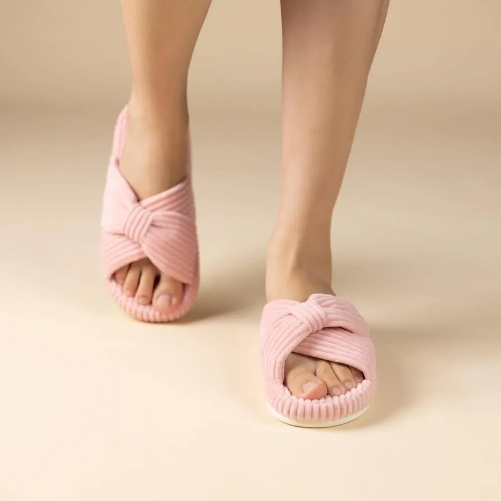 Slippers for Women Memory Foam House Bedroom Corduroy Bow Crossbands Slide Slipper Shoes Comfy Trendy Gift Slippers