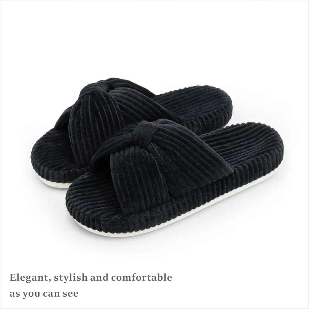 Slippers for Women Memory Foam House Bedroom Corduroy Bow Crossbands Slide Slipper Shoes Comfy Trendy Gift Slippers
