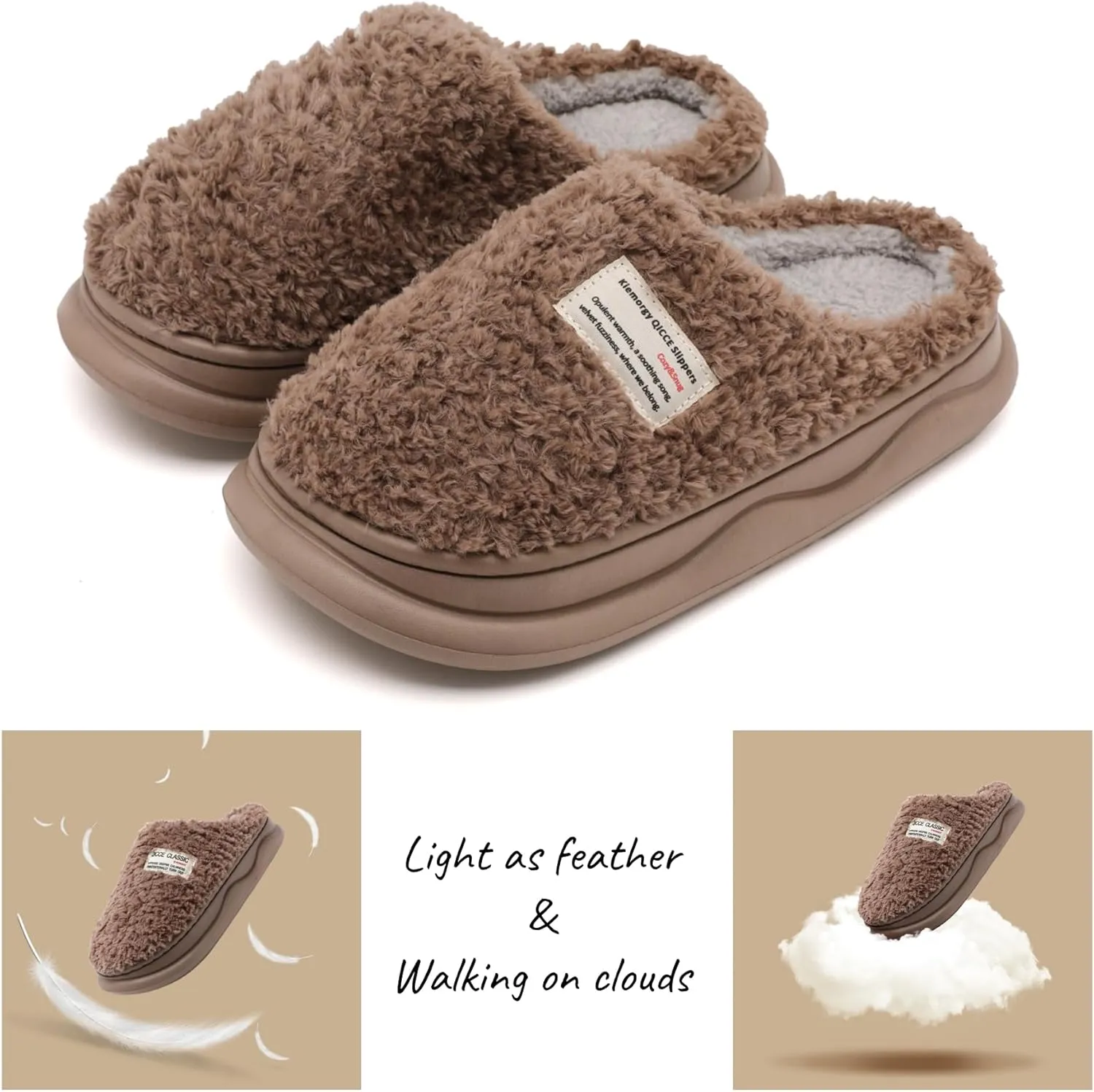 Slippers for Women Men, Memory Foam Slippers for Women, Soft Thick Fuzzy Bedroom House Shoes Indoor Outdoor