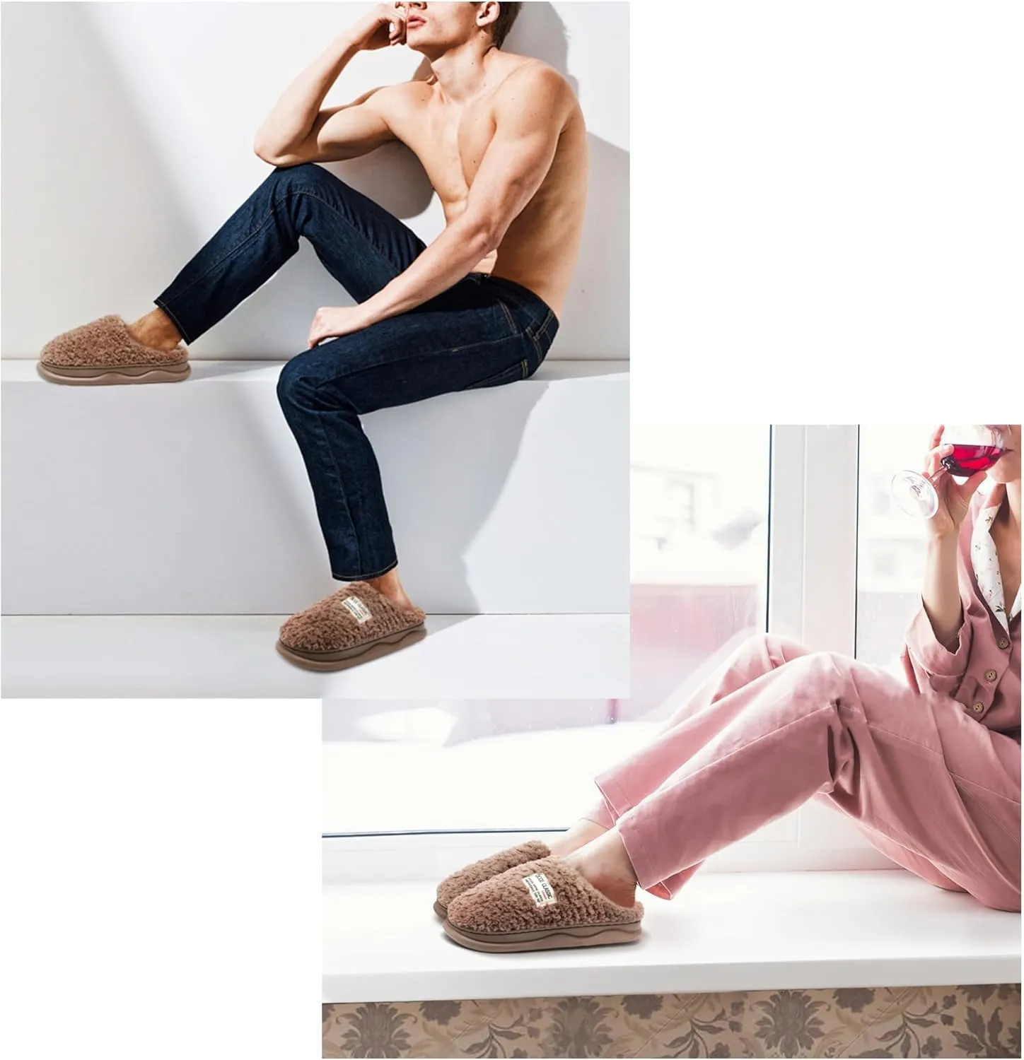 Slippers for Women Men, Memory Foam Slippers for Women, Soft Thick Fuzzy Bedroom House Shoes Indoor Outdoor