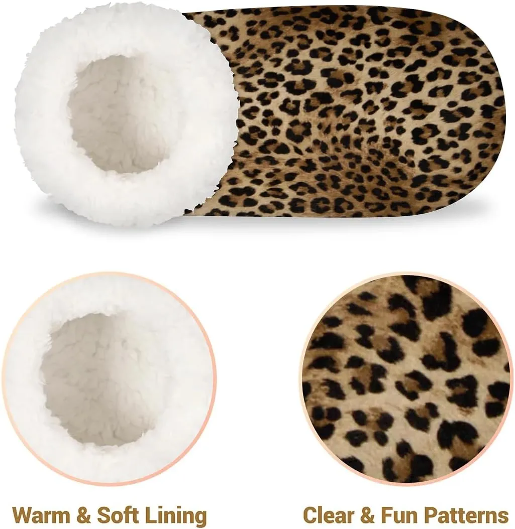 Slippers for Women Print Warm Soft Cozy Warm House Slipper With Fuzzy Closed Back Anti-Slip Memory Foam Non Slip Sole for Indoor Bedroom Winter Ladies Shoes Medium 7-8