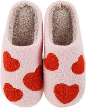Slippers Women Fuzzy Valentines House Rose Heart Bedroom Platform Fleece Slipper Indoor Couple Warm Cozy Winter Home Non Slip Wool Lined Shoes