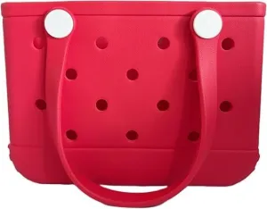 Small Beach Tote Bag, Portable Mini Rubber Tote Bag for Women, 11" x 8.5" x 4.5" Waterproof Cute Beach Bag for Sports