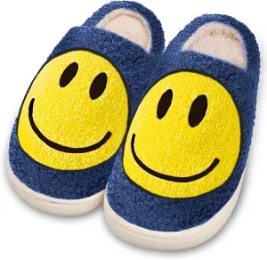 Smile Face Slippers for Women and Men, Retro Comfy Warm Soft Fuzzy Plush Slip-On House Shoes Funny Cute Happy Smile Home Winter Warmies Pillow Cloud Memory Foam Fluffy Slipper for Indoor & Outdoor