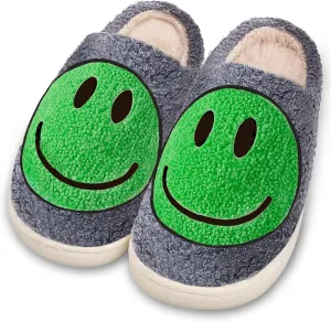 Smile Face Slippers for Women and Men, Retro Comfy Warm Soft Fuzzy Plush Slip-On House Shoes Funny Cute Happy Smile Home Winter Warmies Pillow Cloud Memory Foam Fluffy Slipper for Indoor & Outdoor
