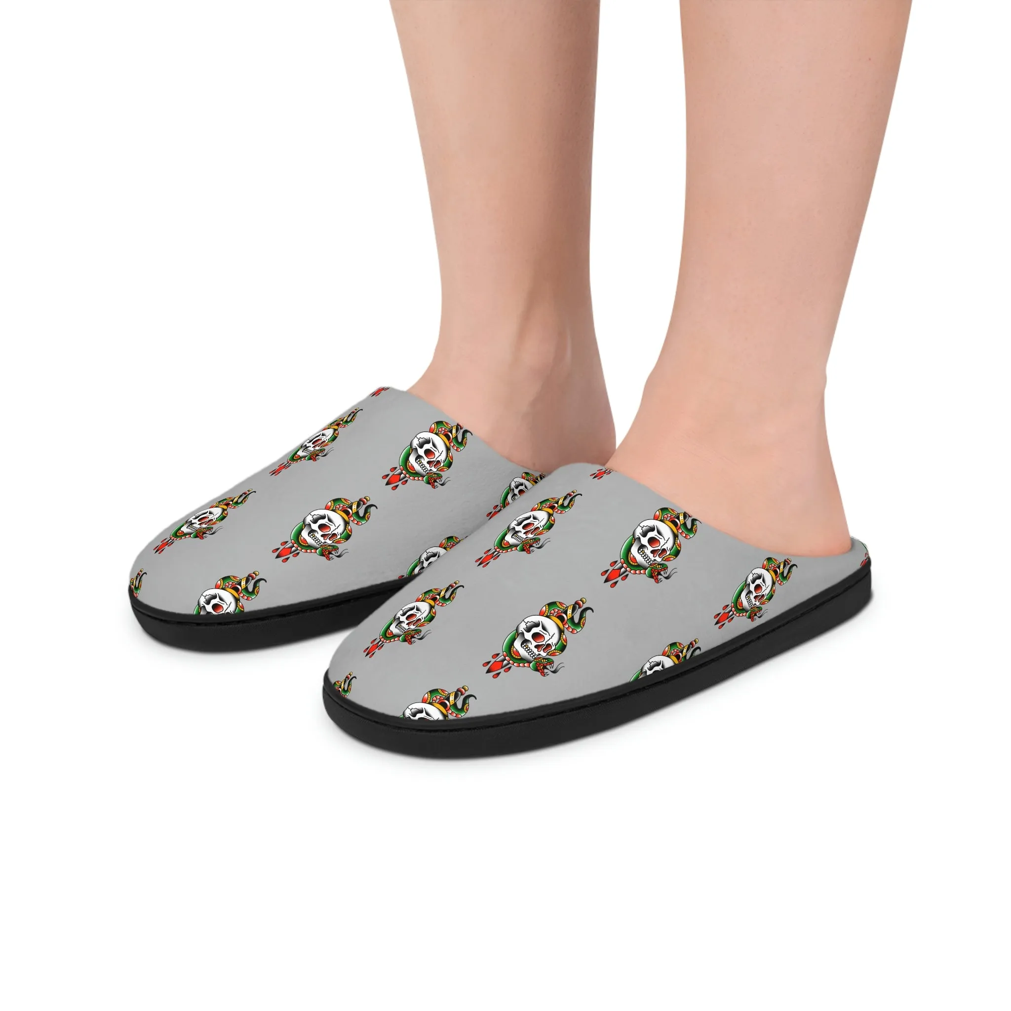 Snake and Dagger Grey Women's Indoor Slippers