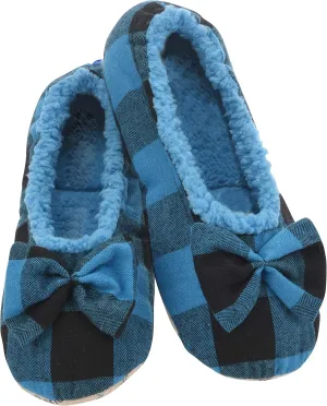 Snoozies Buffalo Plaid Ballet Slippers for Women Indoor, Ballerina Slipper Socks Non-Skid, Ballet House Slippers for Women