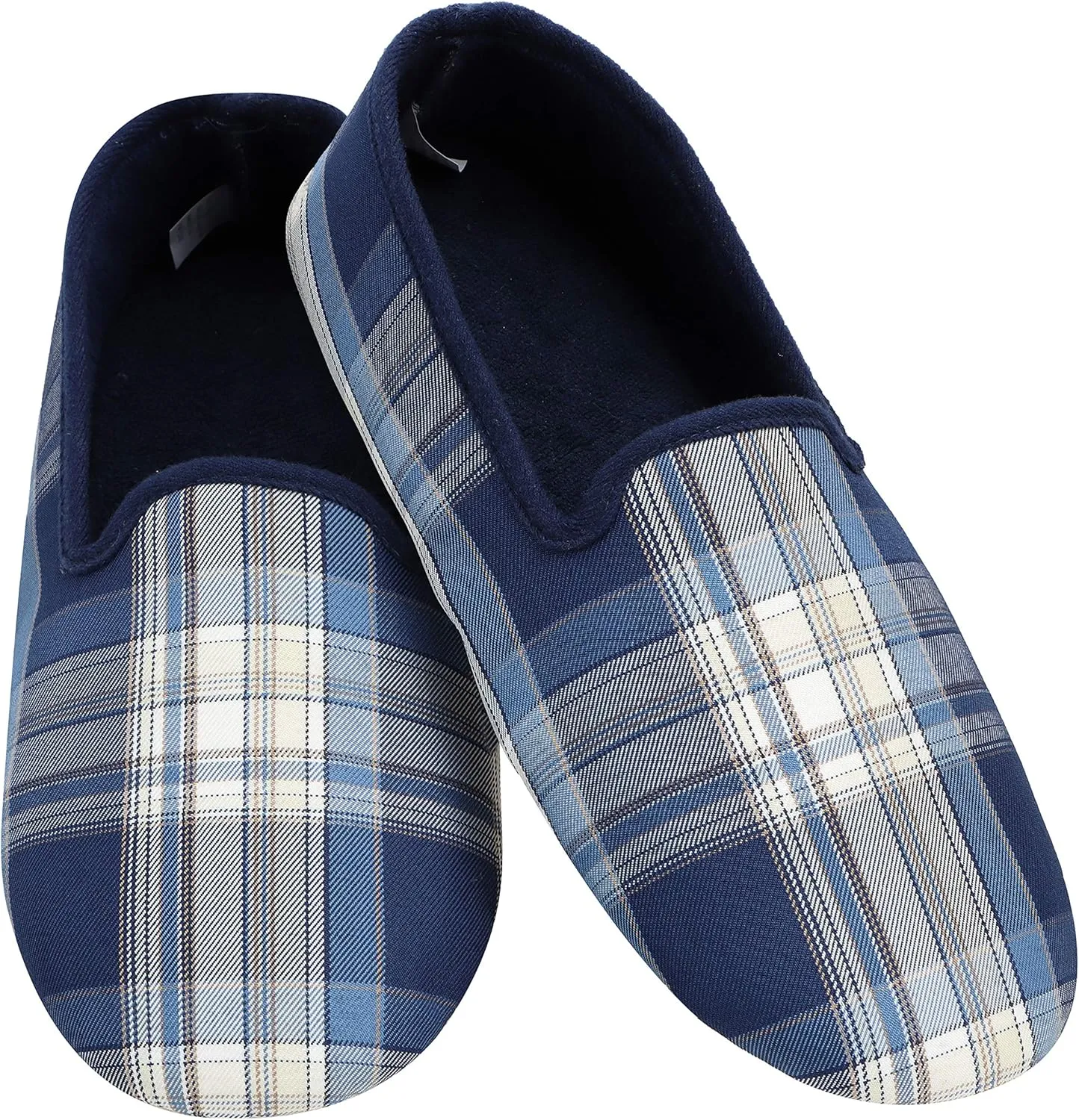Snoozies mens lightweight plaids, Non-Skid Soft Sole Slippers for Men, House Slippers