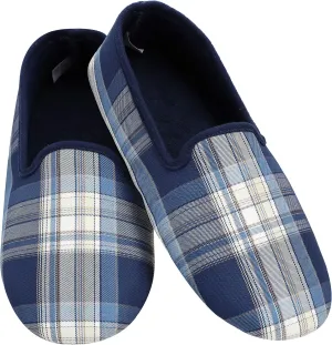 Snoozies mens lightweight plaids, Non-Skid Soft Sole Slippers for Men, House Slippers