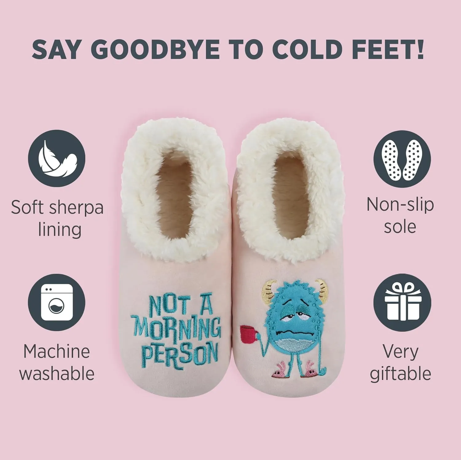Snoozies Pairables Sherpa-lined Slipper Socks - Fuzzy and Cute Slippers for Women with Non-Slip Sole - Ladies Warm Slippers
