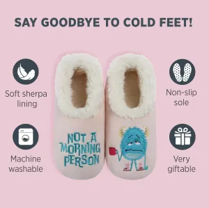 Snoozies Pairables Sherpa-lined Slipper Socks - Fuzzy and Cute Slippers for Women with Non-Slip Sole - Ladies Warm Slippers