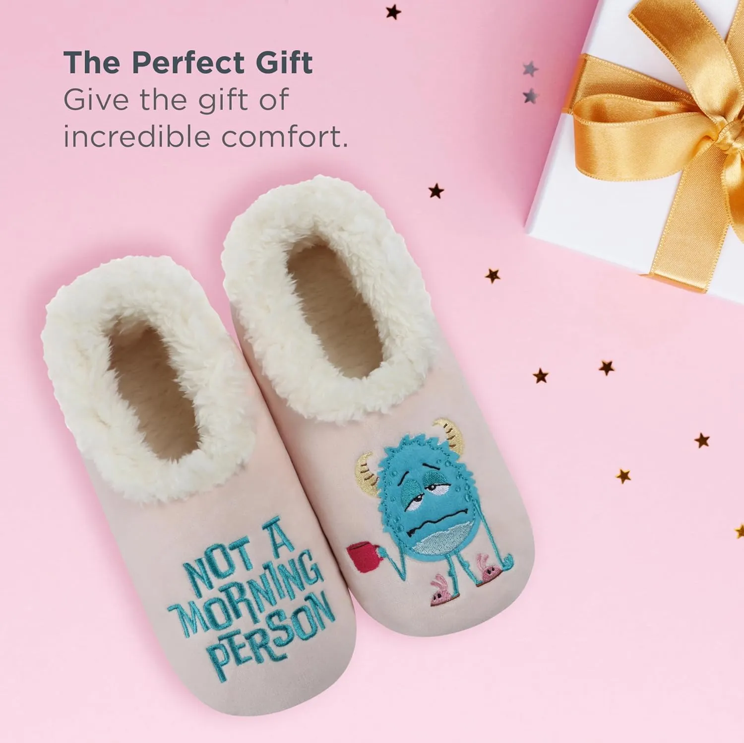 Snoozies Pairables Sherpa-lined Slipper Socks - Fuzzy and Cute Slippers for Women with Non-Slip Sole - Ladies Warm Slippers