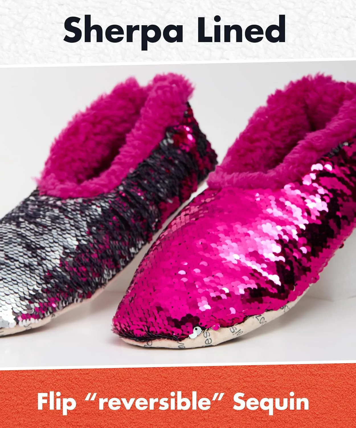 Snoozies Sequin Slippers for Women - Fancy Glitters, Comfy and Cozy Sparkly Non-Slip Womens Slippers Socks