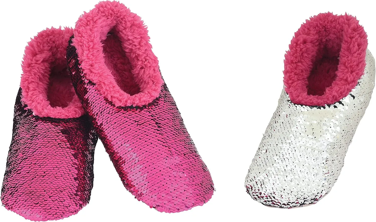 Snoozies Sequin Slippers for Women - Fancy Glitters, Comfy and Cozy Sparkly Non-Slip Womens Slippers Socks