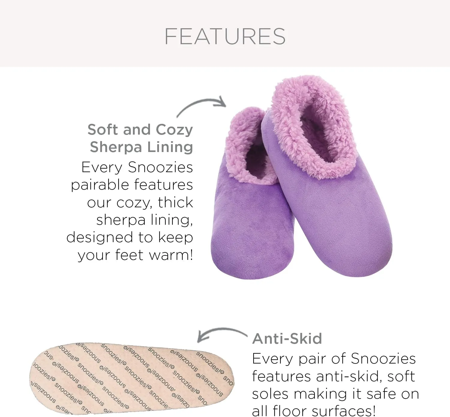 Snoozies Sherpa-Lined Slipper Socks - Fuzzy and Cute Slippers for Women with Non-Slip Sole - Ladies Warm Slippers