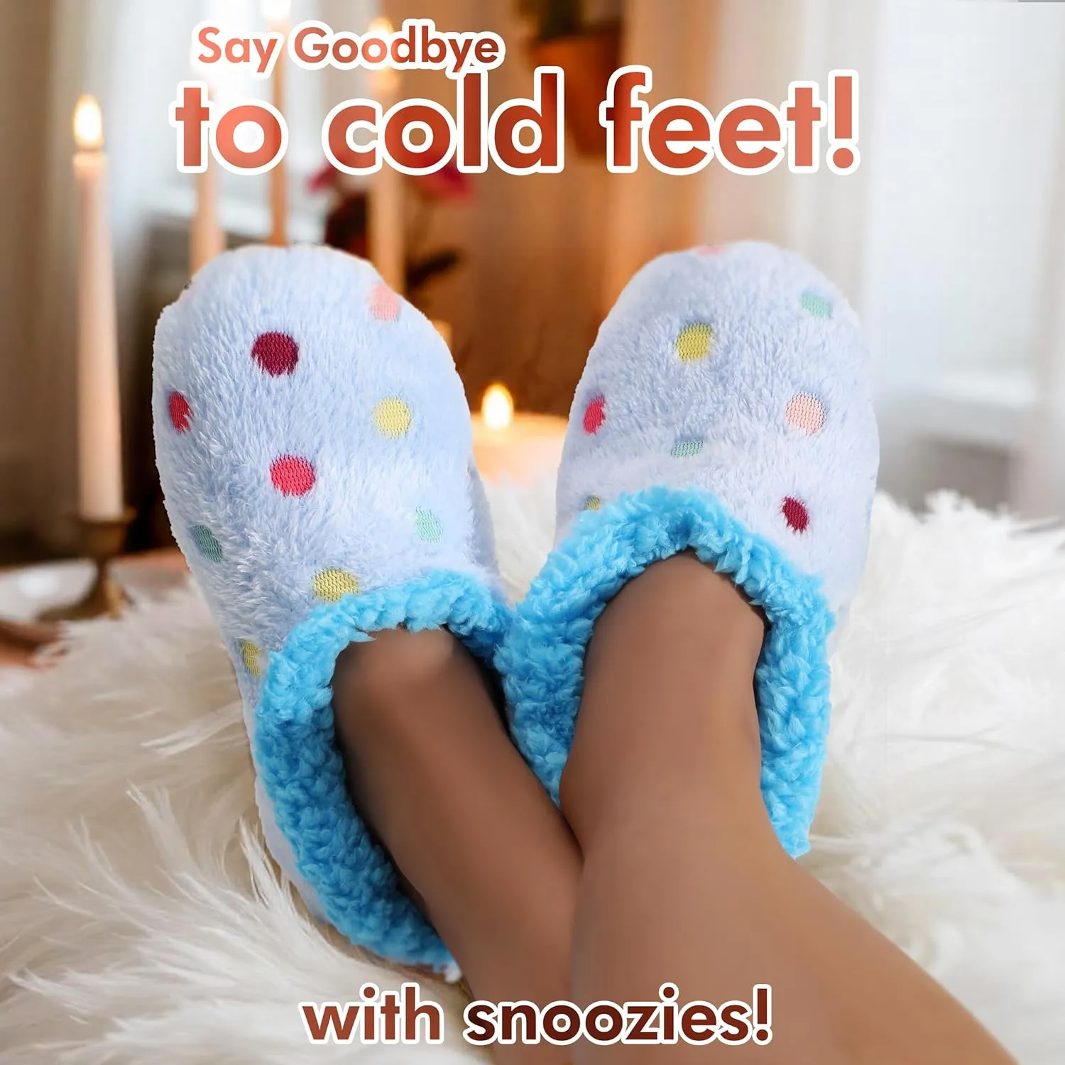 Snoozies Slippers for Women | Lotsa Dots Colorful Cozy Sherpa Slipper Socks | Womens House Slippers | Cozy Slippers for Women | Colorful Womens Fuzzy Slippers
