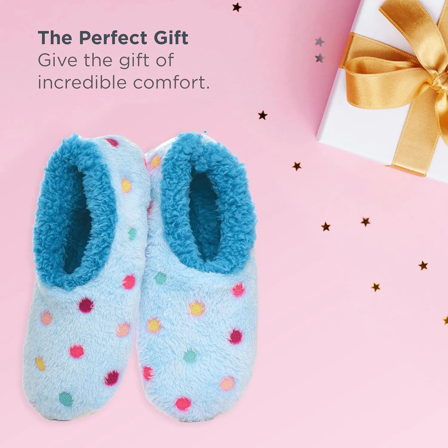 Snoozies Slippers for Women | Lotsa Dots Colorful Cozy Sherpa Slipper Socks | Womens House Slippers | Cozy Slippers for Women | Colorful Womens Fuzzy Slippers