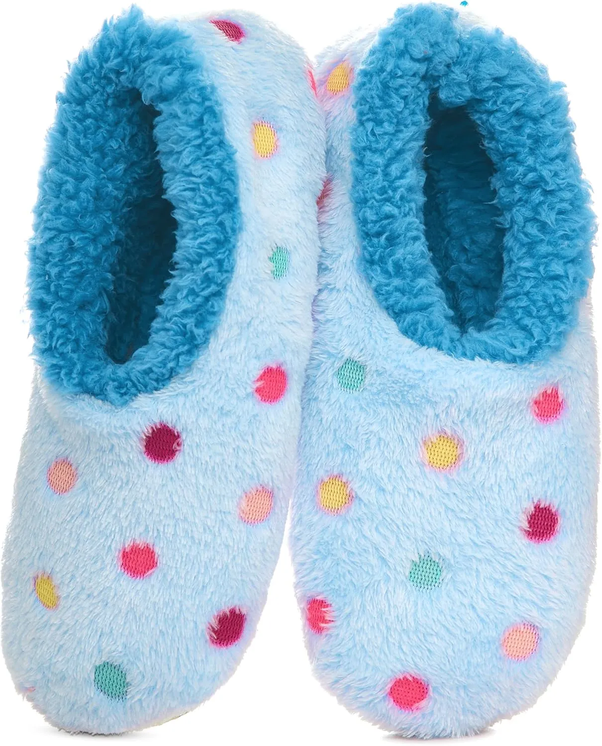 Snoozies Slippers for Women | Lotsa Dots Colorful Cozy Sherpa Slipper Socks | Womens House Slippers | Cozy Slippers for Women | Colorful Womens Fuzzy Slippers