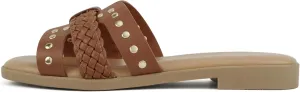 Soda “Flash” ~ Women Square Toe Ornamented H-Band Slip-On Sandals