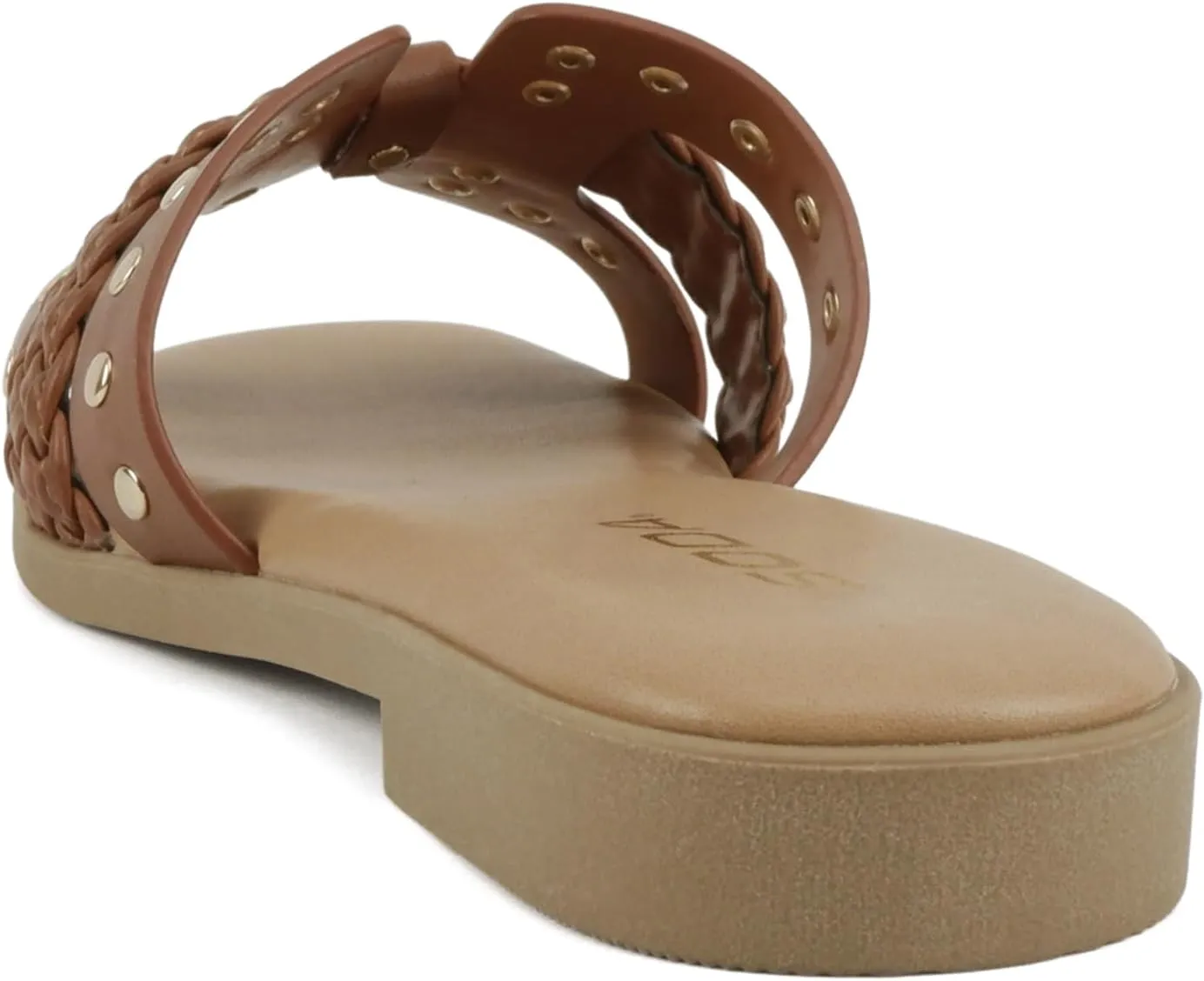 Soda “Flash” ~ Women Square Toe Ornamented H-Band Slip-On Sandals