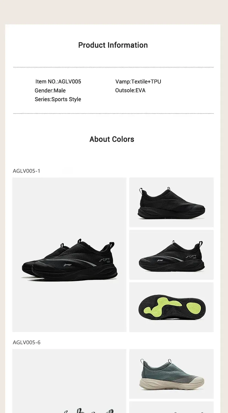 Soft Thick Comfortable SOFT AGLV005 2 COMFOAM Shoes Free returns Casual Members-only deal Shoes GO Men Sports Li-Ning Walking Wearable Heel LiNing Slip-on
