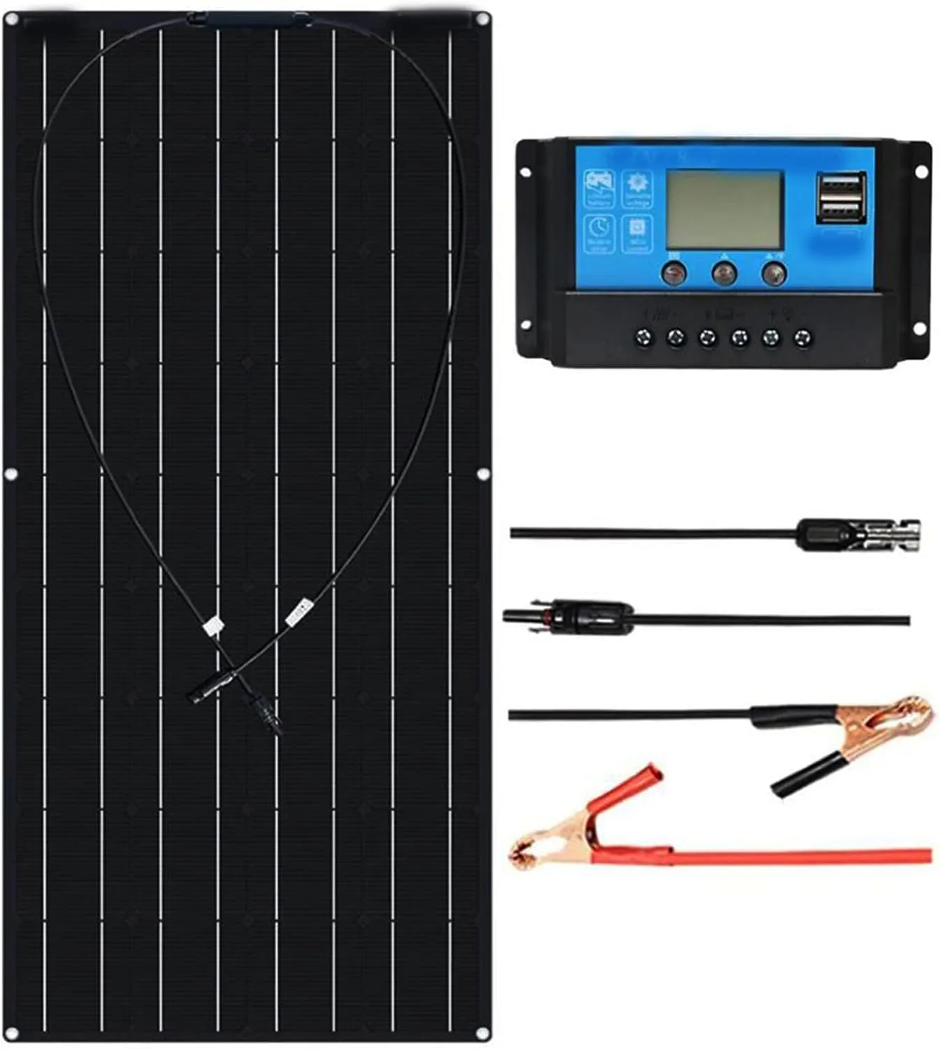 Solar Panel Kit, Flexible Solar Panel with 40A Controller Suitable for Outdoor Travel, Mountaineering, Camping, and Picnicking 120W