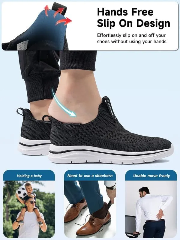 Sosenfer Mens Slip On Hands Free Walking Sneakers Slip in Breathable Athletic Running Shoes Ultra Lightweight Non Slip Tennis Shoes Workout Sneakers for Gym