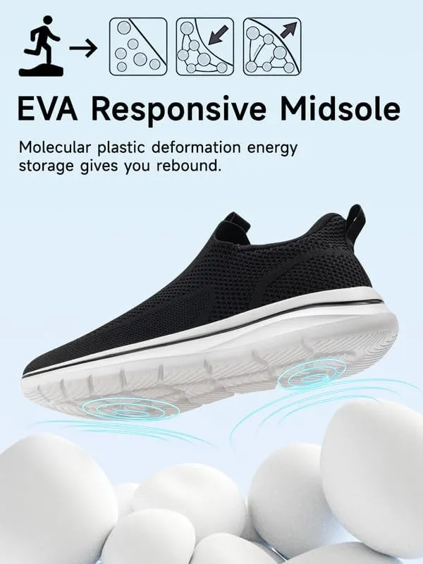 Sosenfer Mens Slip On Hands Free Walking Sneakers Slip in Breathable Athletic Running Shoes Ultra Lightweight Non Slip Tennis Shoes Workout Sneakers for Gym