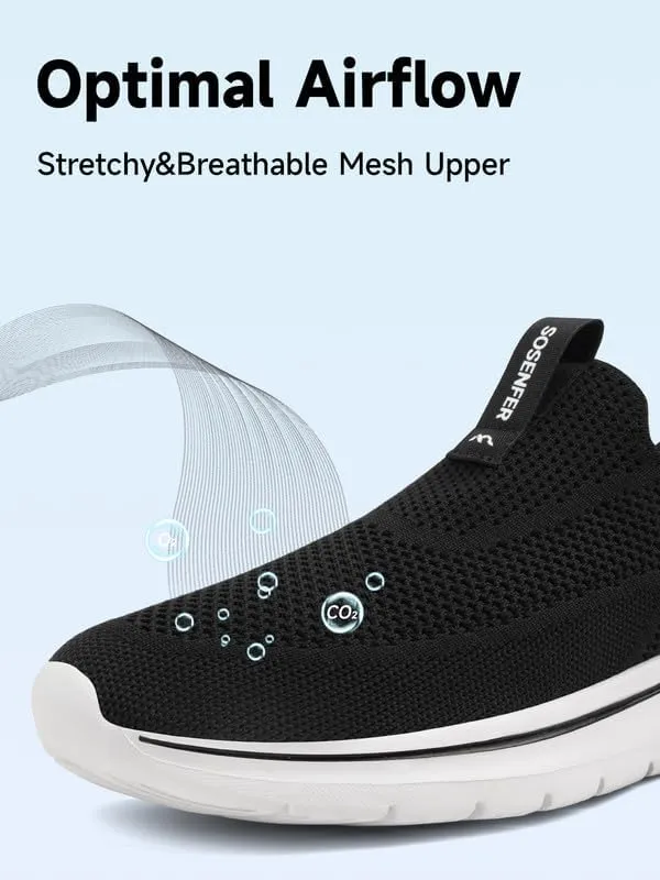 Sosenfer Mens Slip On Hands Free Walking Sneakers Slip in Breathable Athletic Running Shoes Ultra Lightweight Non Slip Tennis Shoes Workout Sneakers for Gym